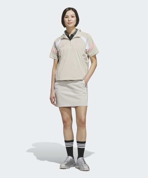 adidas（アディダス）の「ハーフジップ フード付きアノラックジャケット 半袖 / ハーフジップ【adidas Golf/アディダスゴルフ】（ブルゾン・レディース・ベージュ・XX-LARGE/LARGE/MEDIUM/SMALL/X-LARGE/X-SMALL）」の5枚目の写真