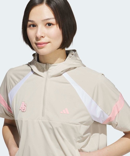 adidas（アディダス）の「ハーフジップ フード付きアノラックジャケット 半袖 / ハーフジップ【adidas Golf/アディダスゴルフ】（ブルゾン・レディース・ベージュ・XX-LARGE/LARGE/MEDIUM/SMALL/X-LARGE/X-SMALL）」の3枚目の写真