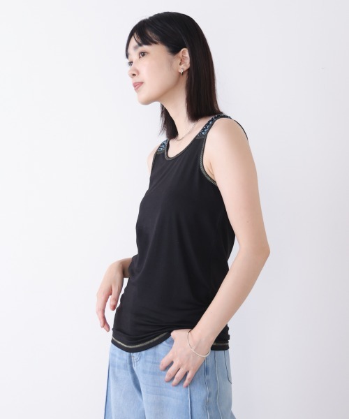 Bou Jeloud(ブージュルード)の「ターコイズビジュータンク(タンクトップ・レディース・ブラック/オフホワイト/ライトブルー/ライトグレー・FREE)」の13枚目の写真