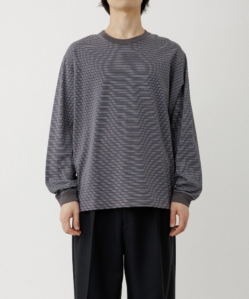ADAM ET ROPE'(アダムエロペ)の「マルチボーダーロングTシャツ(Tシャツ/カットソー・メンズ・チャコールグレー/ブラック/オフホワイト・M/L)」の3枚目の写真