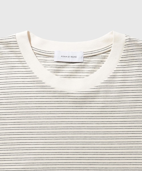 ADAM ET ROPE'(アダムエロペ)の「マルチボーダーロングTシャツ(Tシャツ/カットソー・メンズ・チャコールグレー/ブラック/オフホワイト・M/L)」の9枚目の写真