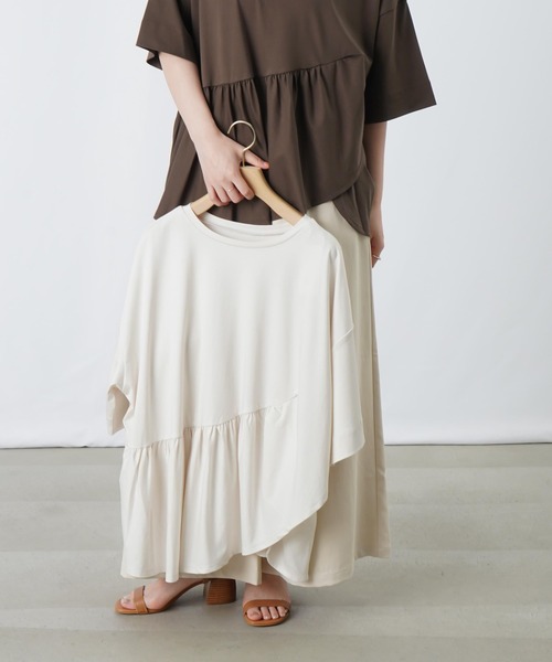 LUCA/LADY LUCK LUCA(ルカ/レディラックルカ)の「LC/LLL コンパクトスムースフリルデザインプルオーバー(Tシャツ/カットソー・レディース・オフホワイト/ダークブラウン/ネイビー・FREE)」の19枚目の写真