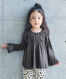 apres les cours（アプレレクール）の「袖レースシャーリング長袖トップス（Tシャツ/カットソー）」