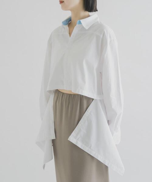 THE GOODLAND MARKET(ザグッドランドマーケット)の「cwtch ORGANIC 2WAY SHIRTS(シャツ/ブラウス・レディース・ライトブルー/ホワイト/ブラウン・FREE)」の1枚目の写真
