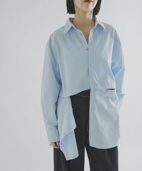 THE GOODLAND MARKET(ザグッドランドマーケット)の「cwtch ORGANIC 2WAY SHIRTS(シャツ/ブラウス・レディース・ライトブルー/ホワイト/ブラウン・FREE)」の3枚目の写真
