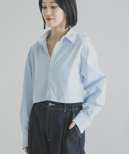 THE GOODLAND MARKET(ザグッドランドマーケット)の「cwtch ORGANIC 2WAY SHIRTS(シャツ/ブラウス・レディース・ライトブルー/ホワイト/ブラウン・FREE)」の9枚目の写真