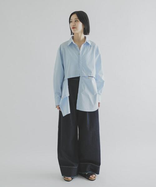 THE GOODLAND MARKET(ザグッドランドマーケット)の「cwtch ORGANIC 2WAY SHIRTS(シャツ/ブラウス・レディース・ライトブルー/ホワイト/ブラウン・FREE)」の10枚目の写真