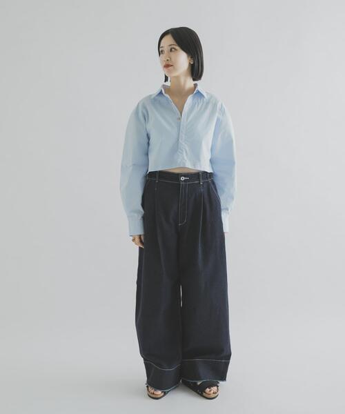 THE GOODLAND MARKET(ザグッドランドマーケット)の「cwtch ORGANIC 2WAY SHIRTS(シャツ/ブラウス・レディース・ライトブルー/ホワイト/ブラウン・FREE)」の12枚目の写真