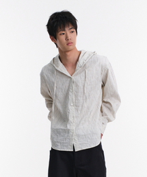 WRINKLE STRIPE HOODY (IVORY)