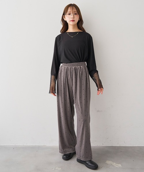 mil(ミル)の「ベロアパンツ【588218】(その他パンツ・レディース・グレー/ダークブラウン・M-Short/M-Regular/S-Short/S-Regular)」の3枚目の写真