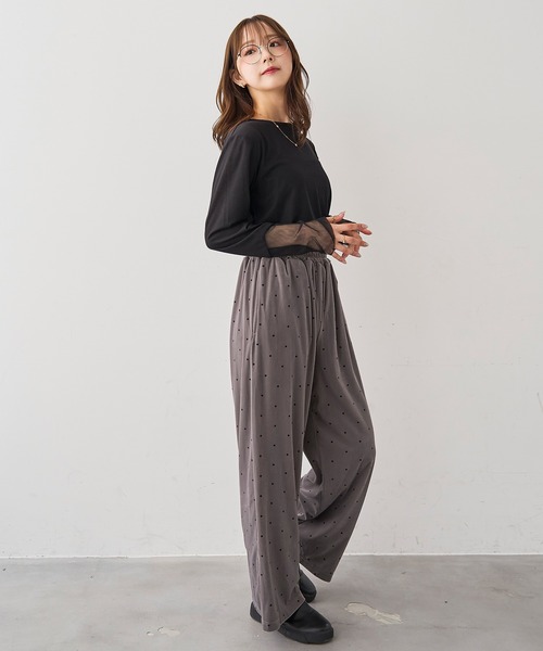 mil(ミル)の「ベロアパンツ【588218】(その他パンツ・レディース・グレー/ダークブラウン・M-Short/M-Regular/S-Short/S-Regular)」の4枚目の写真