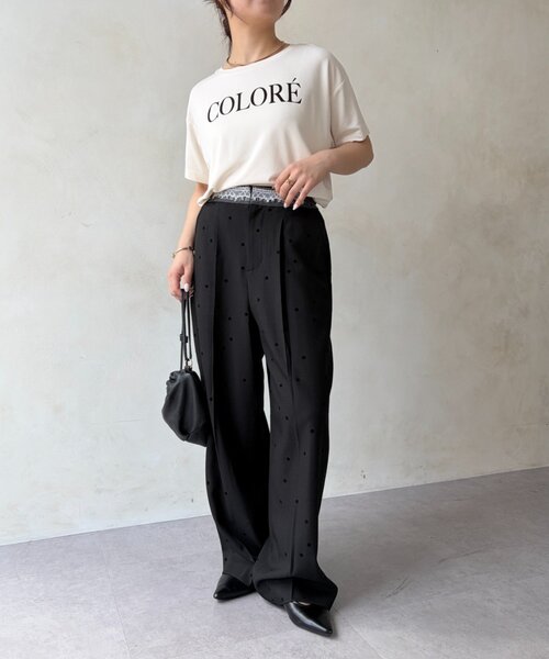 Jena espace merveilleux(ジェナ エスパスメルヴェイユ)の「フロッキードットパンツ(その他パンツ・レディース・ブラック/ベージュ・FREE)」の10枚目の写真