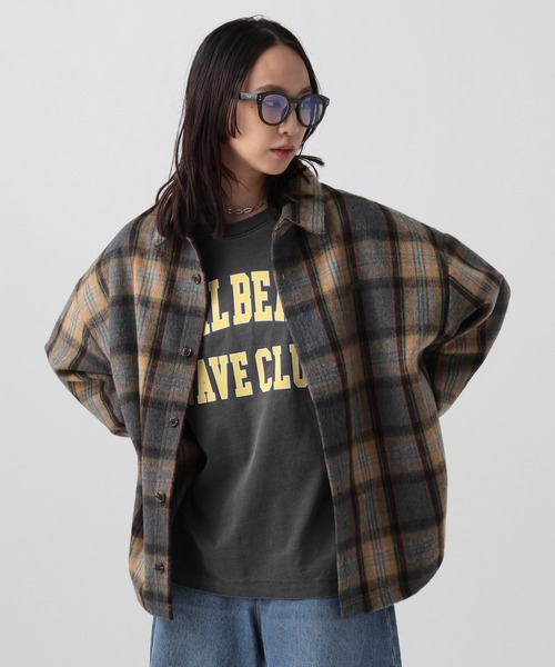 BEVERLY HILLS POLO CLUB(ビバリーヒルズポロクラブ)の「【BEVERLY HILLS POLO CLUB】シャギーチェックシャツ(シャツ/ブラウス・レディース・イエロー/ブルー/ブラウン・FREE)」の3枚目の写真