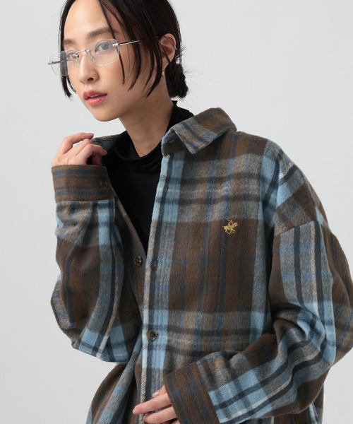 BEVERLY HILLS POLO CLUB(ビバリーヒルズポロクラブ)の「【BEVERLY HILLS POLO CLUB】シャギーチェックシャツ(シャツ/ブラウス・レディース・イエロー/ブルー/ブラウン・FREE)」の21枚目の写真