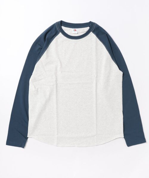 FRUIT OF THE LOOM(フルーツオブザルーム)の「【FRUIT OF THE LOOM】カラーブロックロングスリーブラグランパックT シャツ(Tシャツ/カットソー・メンズ・ホワイト/グレー/チャコール・L/M/S/XL)」の2枚目の写真