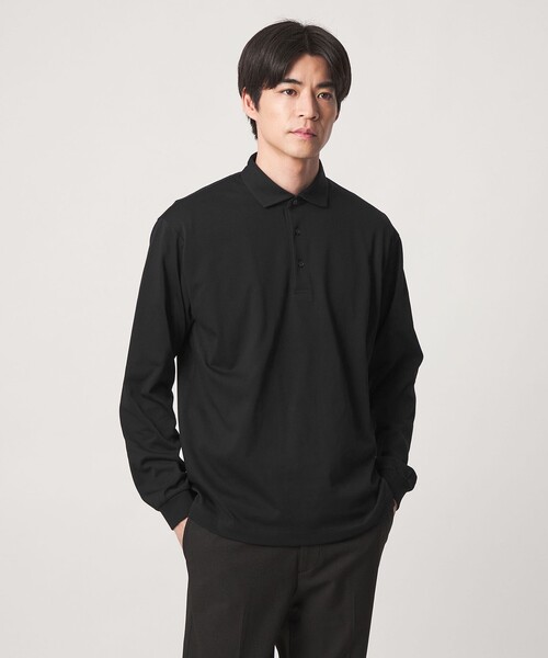 green label relaxing(グリーンレーベルリラクシング)の「【WEB限定】JUST fit デイリー ドライ カッタウェイ 長袖 ポロシャツ -吸水速乾・抗菌-(ポロシャツ・メンズ・ブラック/ダークグレー/ネイビー・M/XL/S/L)」の2枚目の写真