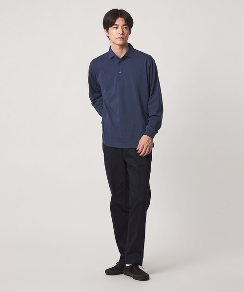 green label relaxing(グリーンレーベルリラクシング)の「【WEB限定】JUST fit デイリー ドライ カッタウェイ 長袖 ポロシャツ -吸水速乾・抗菌-(ポロシャツ・メンズ・ブラック/ダークグレー/ネイビー・M/XL/S/L)」の5枚目の写真