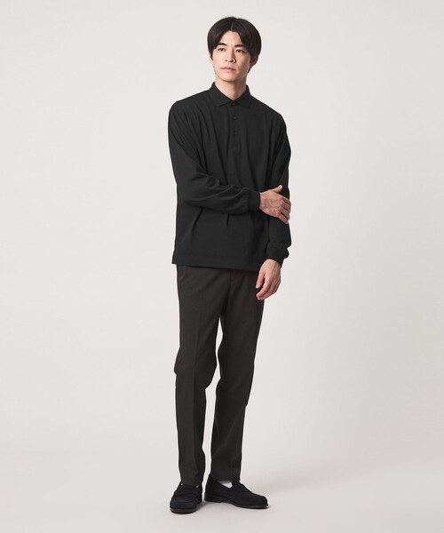 green label relaxing(グリーンレーベルリラクシング)の「【WEB限定】JUST fit デイリー ドライ カッタウェイ 長袖 ポロシャツ -吸水速乾・抗菌-(ポロシャツ・メンズ・ブラック/ダークグレー/ネイビー・M/XL/S/L)」の6枚目の写真