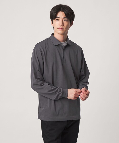 green label relaxing(グリーンレーベルリラクシング)の「【WEB限定】JUST fit デイリー ドライ カッタウェイ 長袖 ポロシャツ -吸水速乾・抗菌-(ポロシャツ・メンズ・ブラック/ダークグレー/ネイビー・M/XL/S/L)」の7枚目の写真