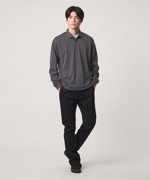 green label relaxing(グリーンレーベルリラクシング)の「【WEB限定】JUST fit デイリー ドライ カッタウェイ 長袖 ポロシャツ -吸水速乾・抗菌-(ポロシャツ・メンズ・ブラック/ダークグレー/ネイビー・M/XL/S/L)」の8枚目の写真