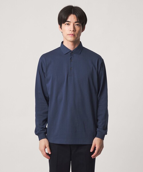 green label relaxing(グリーンレーベルリラクシング)の「【WEB限定】JUST fit デイリー ドライ カッタウェイ 長袖 ポロシャツ -吸水速乾・抗菌-(ポロシャツ・メンズ・ブラック/ダークグレー/ネイビー・M/XL/S/L)」の9枚目の写真