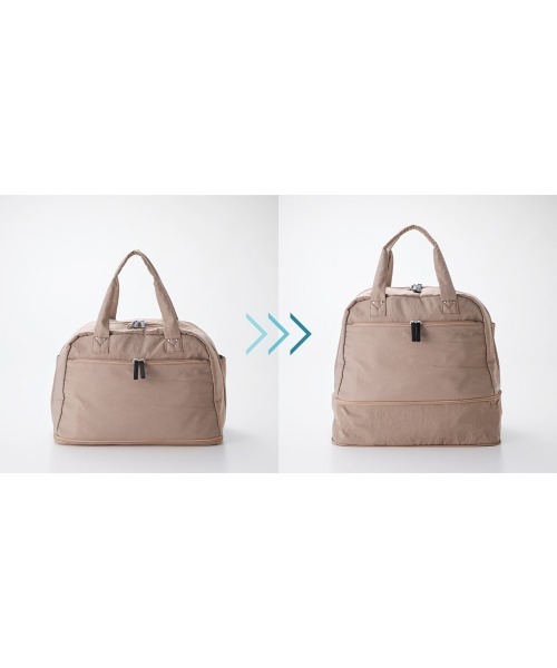 Belle Maison(ベルメゾン)の「旅先での整理整頓もラク!荷造り上手な「タテ拡張」ボストンバッグ(トートバッグ・レディース・グレイッシュベージュ/ブラック/ネイビー・-)」の13枚目の写真