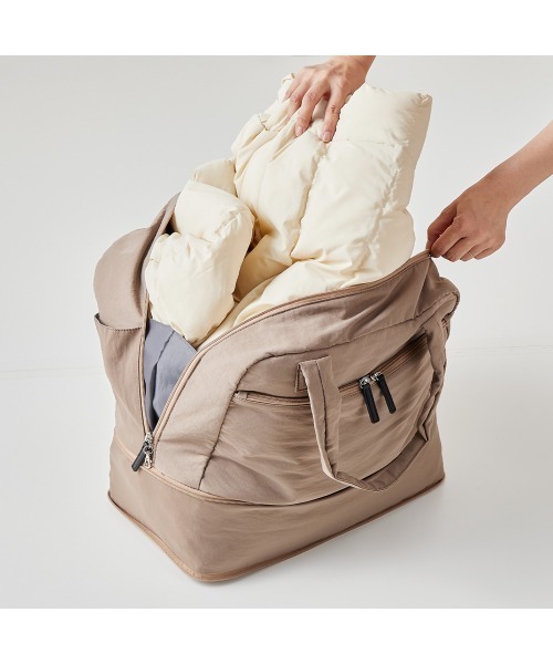 Belle Maison(ベルメゾン)の「旅先での整理整頓もラク!荷造り上手な「タテ拡張」ボストンバッグ(トートバッグ・レディース・グレイッシュベージュ/ブラック/ネイビー・-)」の14枚目の写真