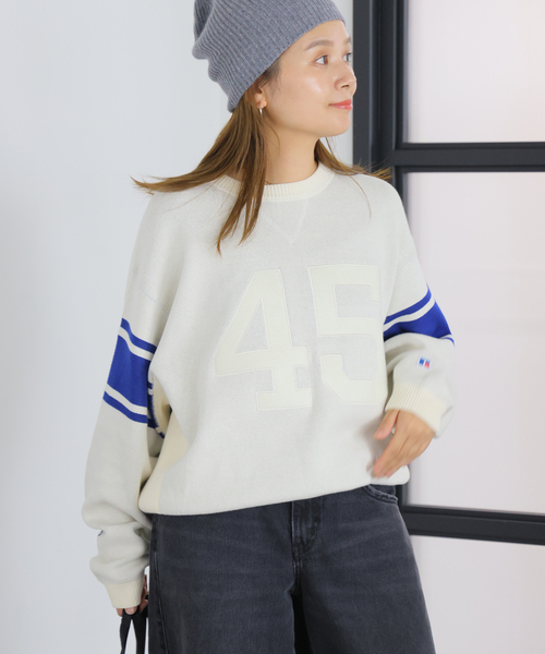 Russell Athletic(ラッセルアスレティック)の「別注【RUSSELL ATHLETIC*JM for JS】スウェットライクニット(ニット/セーター・レディース・アイボリー/キャメル・FREE)」の2枚目の写真