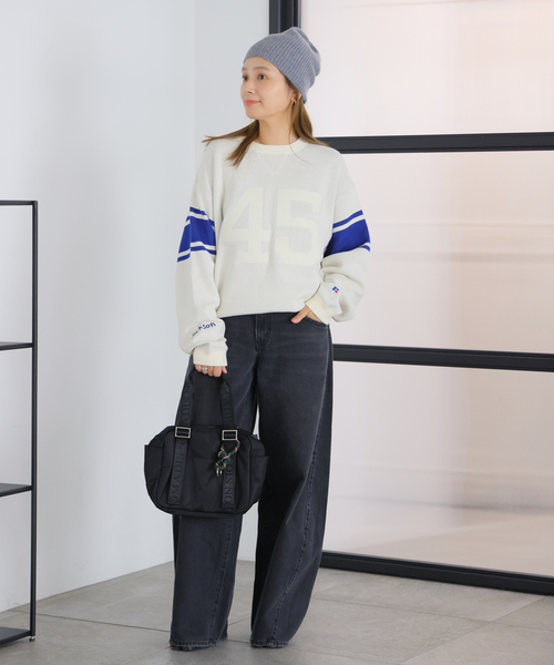 Russell Athletic(ラッセルアスレティック)の「別注【RUSSELL ATHLETIC*JM for JS】スウェットライクニット(ニット/セーター・レディース・アイボリー/キャメル・FREE)」の9枚目の写真