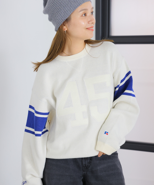 Russell Athletic(ラッセルアスレティック)の「別注【RUSSELL ATHLETIC*JM for JS】スウェットライクニット(ニット/セーター・レディース・アイボリー/キャメル・FREE)」の13枚目の写真