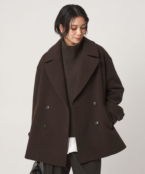 green label relaxing（グリーンレーベルリラクシング）の「［size SHORTあり］CANGIOLI W ピーコート（ピーコート・レディース・ネイビー/ダークブラウン/ナチュラル・SHORT/36/38/40）」の2枚目の写真