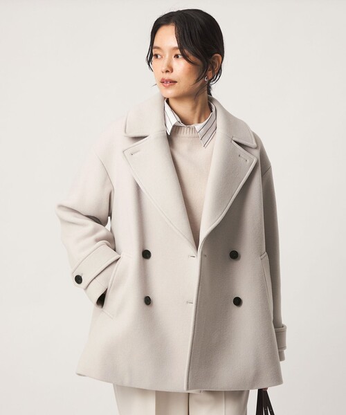 green label relaxing（グリーンレーベルリラクシング）の「［size SHORTあり］CANGIOLI W ピーコート（ピーコート・レディース・ネイビー/ダークブラウン/ナチュラル・SHORT/36/38/40）」の4枚目の写真