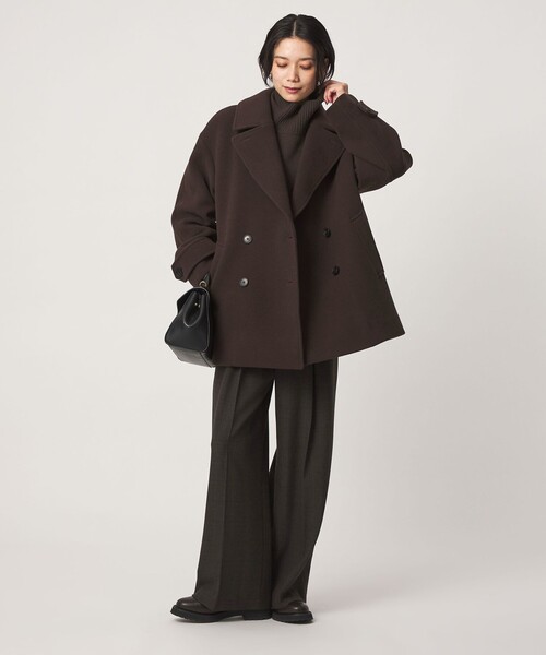 green label relaxing（グリーンレーベルリラクシング）の「［size SHORTあり］CANGIOLI W ピーコート（ピーコート・レディース・ネイビー/ダークブラウン/ナチュラル・SHORT/36/38/40）」の14枚目の写真