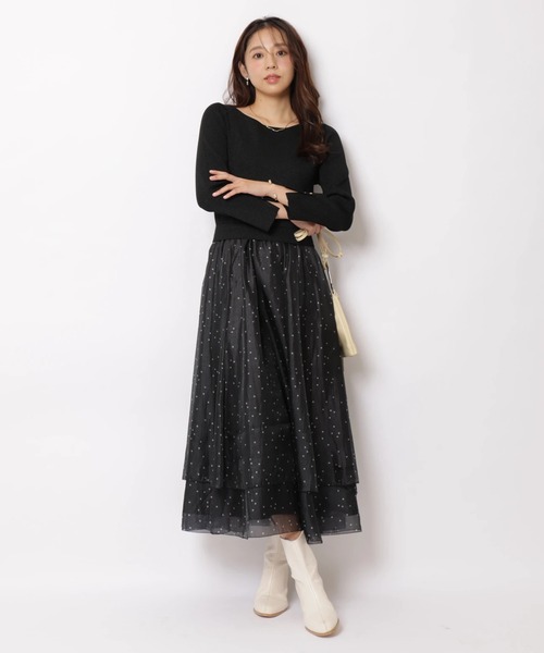 JUSGLITTY(ジャスグリッティー)の「ドットティアードドッキングワンピース(ワンピース・レディース・ブラック/オフホワイト/ブラウン・2/1)」の5枚目の写真