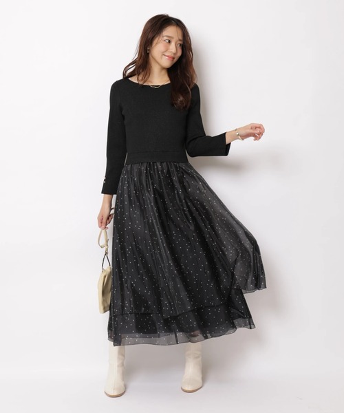 JUSGLITTY(ジャスグリッティー)の「ドットティアードドッキングワンピース(ワンピース・レディース・ブラック/オフホワイト/ブラウン・2/1)」の6枚目の写真