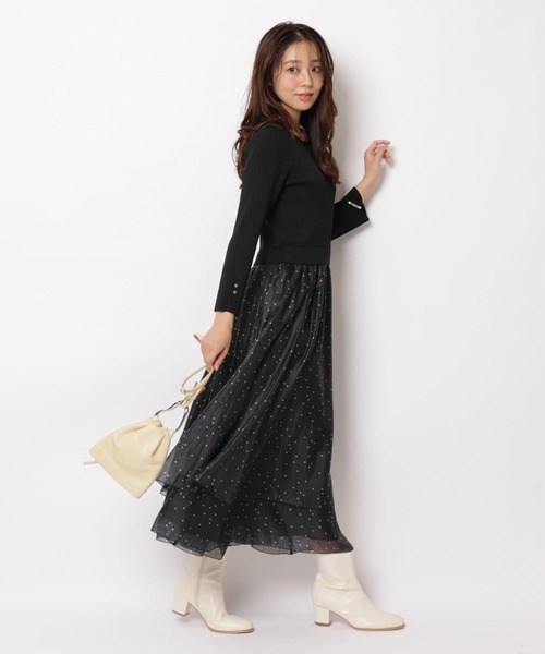 JUSGLITTY(ジャスグリッティー)の「ドットティアードドッキングワンピース(ワンピース・レディース・ブラック/オフホワイト/ブラウン・2/1)」の7枚目の写真