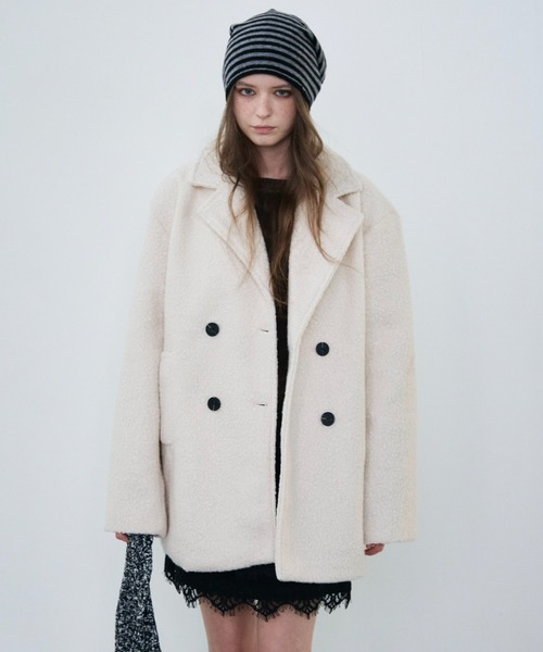 Rohwel(ローウェル)の「Boucle Double Coat / ブークレダブルコート(チェスターコート・レディース・ホワイト/ブラウン・FREE)」の20枚目の写真