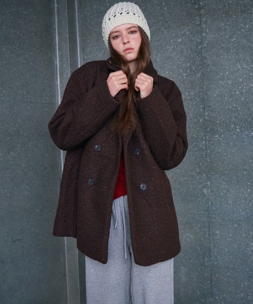 Rohwel(ローウェル)の「Boucle Double Coat / ブークレダブルコート(チェスターコート・レディース・ホワイト/ブラウン・FREE)」の12枚目の写真