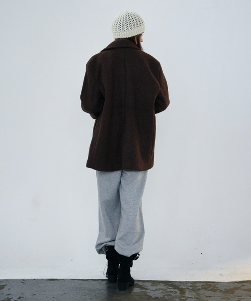 Rohwel(ローウェル)の「Boucle Double Coat / ブークレダブルコート(チェスターコート・レディース・ホワイト/ブラウン・FREE)」の11枚目の写真