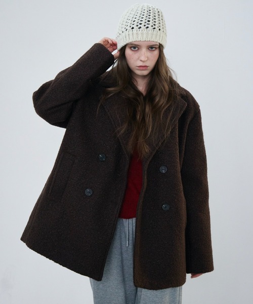 Rohwel(ローウェル)の「Boucle Double Coat / ブークレダブルコート(チェスターコート・レディース・ホワイト/ブラウン・FREE)」の10枚目の写真
