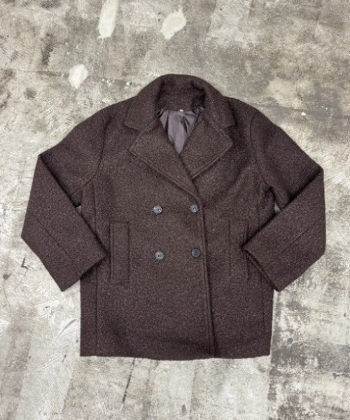 Rohwel(ローウェル)の「Boucle Double Coat / ブークレダブルコート(チェスターコート・レディース・ホワイト/ブラウン・FREE)」の16枚目の写真