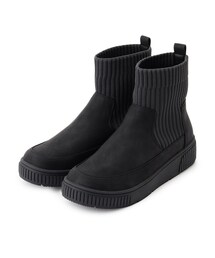 【撥水/低反発クッション】スニーカー感覚ではける はきぐちニットブーツ