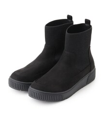 【撥水/低反発クッション】スニーカー感覚ではける はきぐちニットブーツ