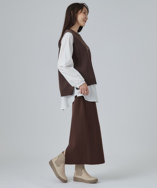 SHOO・LA・RUE(シューラルー)の「【撥水/低反発クッション】スニーカー感覚ではける はきぐちニットブーツ(ブーツ・レディース・オレンジ/ダークブラウン/ブラック系7/ブラック系/ダークブラウン系7/ナチュラル/チャコール/ブラック/ピンク系9・50/25/35/45)」の20枚目の写真