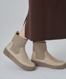 SHOO・LA・RUE | 【撥水/低反発クッション】スニーカー感覚ではける はきぐちニットブーツ(ブーツ)