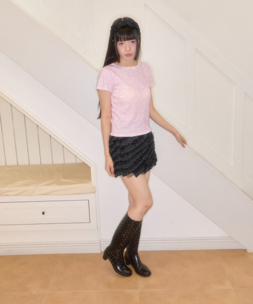 SHAKIRI(シャキリ)の「キリスカルアイレットトップ(ピンク)(Tシャツ/カットソー・レディース・その他・FREE)」の2枚目の写真