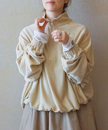 ベロアハーフジップブルゾン