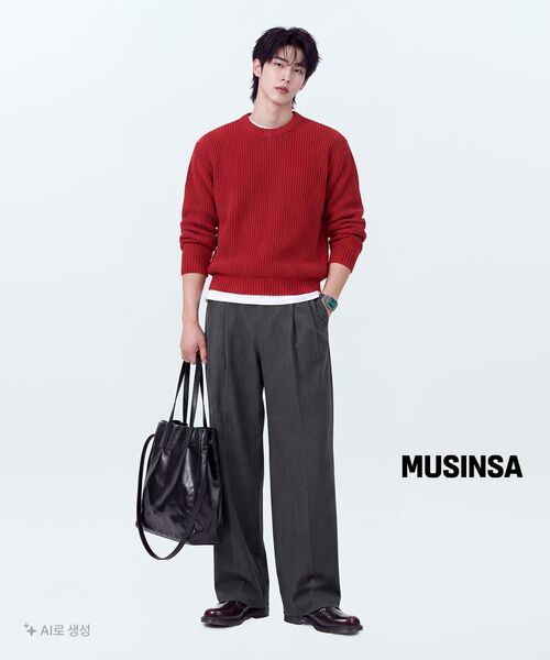 MUSINSA STANDARD（ムシンサスタンダード）の「エクストラワイドツーピンタックヒドンバンディングスラックス[ミディアムグレー]（スラックス・メンズ・その他・38/36/34/32/33/28/29）」の8枚目の写真