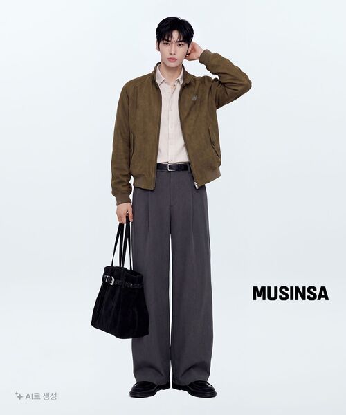 MUSINSA STANDARD（ムシンサスタンダード）の「エクストラワイドツーピンタックヒドンバンディングスラックス[ミディアムグレー]（スラックス・メンズ・その他・38/36/34/32/33/28/29）」の9枚目の写真