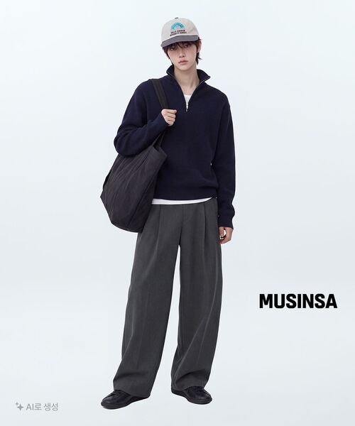 MUSINSA STANDARD（ムシンサスタンダード）の「エクストラワイドツーピンタックヒドンバンディングスラックス[ミディアムグレー]（スラックス・メンズ・その他・38/36/34/32/33/28/29）」の10枚目の写真